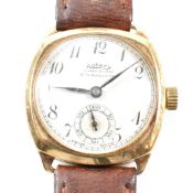 ROTARY HALLMARKED 9CT GOLD WRISTWATCH WITH LEATHER STRAP