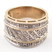 HALLMARKED 9CT GOLD & DIAMOND BAND RING