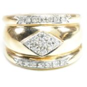 9CT GOLD & DIAMOND ETRUSCAN STYLE RING