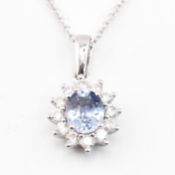 HALLMARKED 18CT SAPPHIRE & DIAMOND PENDANT NECKLACE