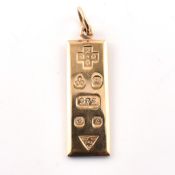 HALLMARKED 9CT GOLD MILLENNIUM INGOT PENDANT