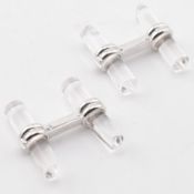 BOUCHERON 18CT WHITE GOLD & CRYSTAL CUFFLINKS