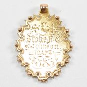 VICTORIAN GOLD ENGRAVED FOOTBALL MEDAL PENDANT