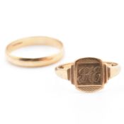 TWO HALLMARKED 9CT GOLD RINGS