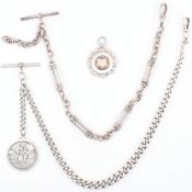 TWO ANTIQUE SILVER WATCH CHAINS