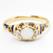 19TH CENTURY 18CT GOLD DIAMOND & OPAL RING WITH ENAMELWORK