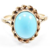 HALLMARKED 9CT GOLD & TURQUOISE RING