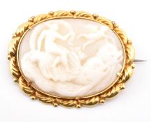 19TH CENTURY CARVED SHELL CAMEO BROOCH PIN