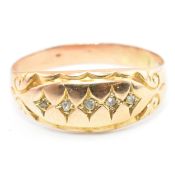 LATE 19TH/EARLY 20TH CENTURY 15CT GOLD & DIAMOND BOAT RING