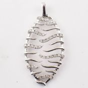 HALLMARKED 9CT WHITE GOLD & DIAMOND NECKLACE PENDANT