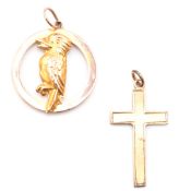 TWO 9CT GOLD NECKLACE PENDANTS