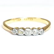 18CT GOLD & PLATINUM DIAMOND FIVE STONE RING