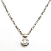 HALLMARKED 18CT WHITE GOLD & DIAMOND PENDANT NECKLACE