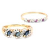TWO HALLMARKED 9CT GOLD & GEM SET RINGS