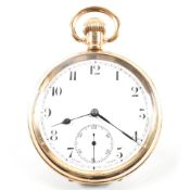 GOLD PLATED 15 JEWEL OPEN FACE POCKET WATCH