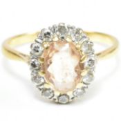 GOLD TOPAZ & DIAMOND CLUSTER RING