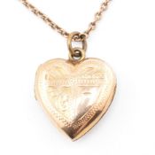 9CT GOLD BACK & FRONT HEART LOCKET PENDANT NECKLACE