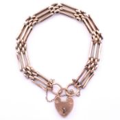 ROSE GOLD GATE LINK BRACELET WITH HALLMARKED 9CT GOLD CLASP