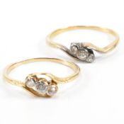 TWO GOLD & DIAMOND TRILOGY CROSSOVER RINGS