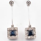 ZOCCAI 18CT WHITE GOLD DIAMOND & SAPPHIRE PENDANT EARRINGS