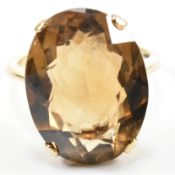 HALLMARKED 9CT GOLD & SMOKY QUARTZ DRESS RING