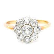18CT GOLD & DIAMOND FLOWER CLUSTER RING