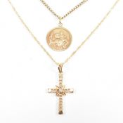 TWO GOLD PENDANTS & CHAINS