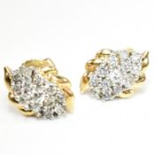 PAIR OF HALLMARKE 18CT GOLD & DIAMOND CLUSTER EARRINGS