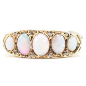 EARLY 20TH CENTURY HALLMARKED 18CT GOLD OPAL & DIAMOND RING