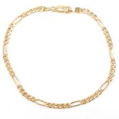 HALLMARKED 9CT GOLD FIGARO LINK CHAIN BRACELET
