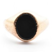 HALLMARKED 9CT GOLD & ONYX SIGNET RING