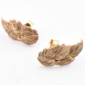PAIR OF HALLMARKED 9CT GOLD LEAF STUD EARRINGS