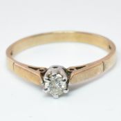 HALLMARKED 9CT GOLD & DIAMOND SOLITAIRE RING