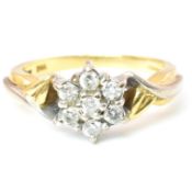 HALLMARKED 18CT GOLD & DIAMOND FLOWER CLUSTER RING