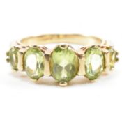 HALLMARKED 9CT GOLD & PERIDOT FIVE STONE RING