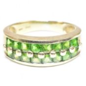 HALLMARKED 9CT GOLD & DIOPSIDE HALF HOOP RING