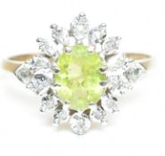 HALLMARKED 9CT GOLD PERIOT & DIAMOND HALO RING