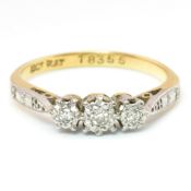 HALLMARKED 18CT GOLD & PLATINUM DIAMOND THREE STONE RING