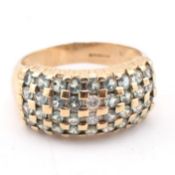 A HALLMARKED ALEXANDRITE & DIAMOND CLUSTER RING