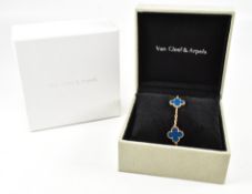 VAN CLEEF & ARPELS BLUE AGATE ALHAMBRA BRACELET IN 18CT GOLD