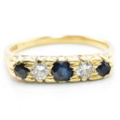 18CT GOLD SAPPHIRE & DIAMOND GYPSY RING