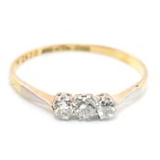 18CT GOLD & PLATINUM DIAMOND THREE STONE RING