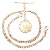 HALLMARKED 9CT GOLD ALBERT CHAIN WITH 1890 FULL SOVEREIGN