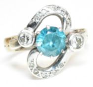 HALLMARKED GOLD ZIRCON & DIAMOND RING