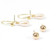 TWO PAIRS OF 9CT GOLD EARRINGS