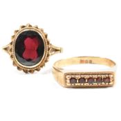 TWO HALLMARKED 9CT GOLD & GEM SET RINGS