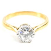 18CT GOLD & DIAMOND SOLITAIRE RING WITH LAB REPORT
