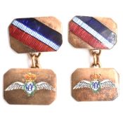 PAIR OF HALLMARKED 9CT GOLD RAF CUFFLINKS