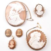 COLLECTION OF CAMEO BROOCH PINS & PENDANTS & PLAQUES