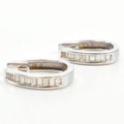 18CT WHITE GOLD & DIAMOND HOOP EARRINGS